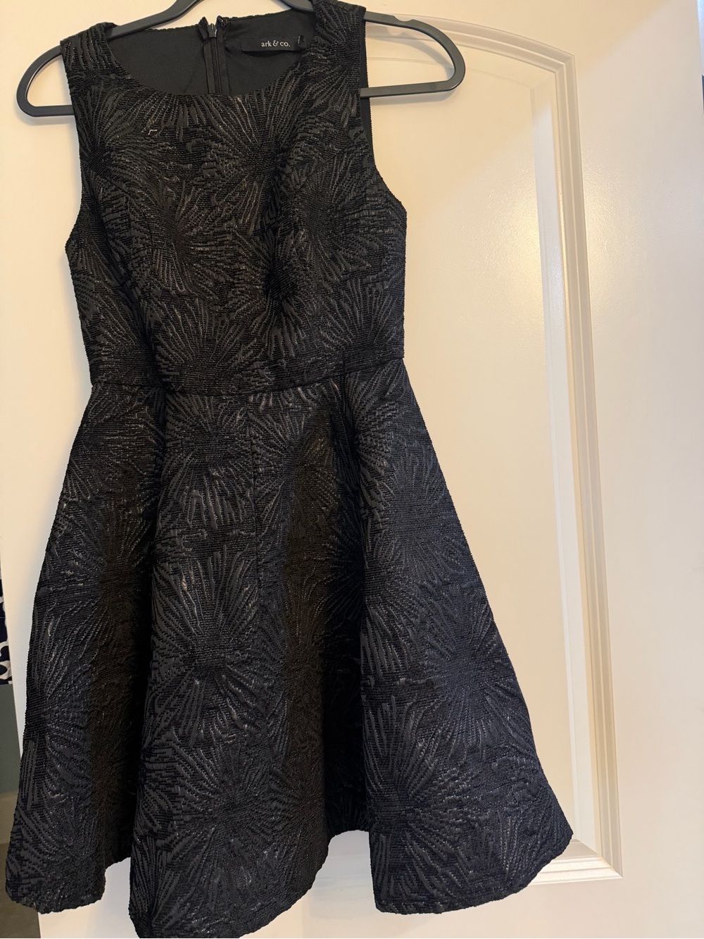 Ark & Co Black Textured Fit-and-Flare Mini Dress